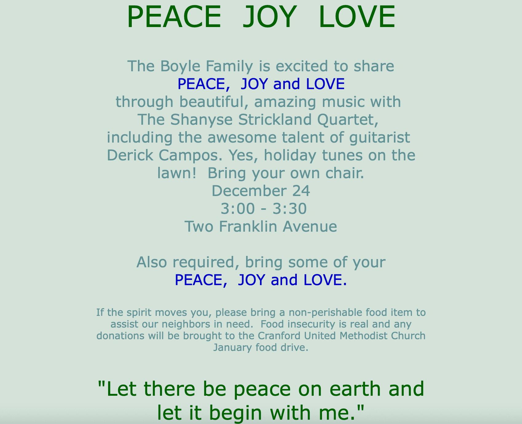 Peace, Joy, and Love