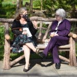 Cynthia and Susan Sitting on Jan's Bench