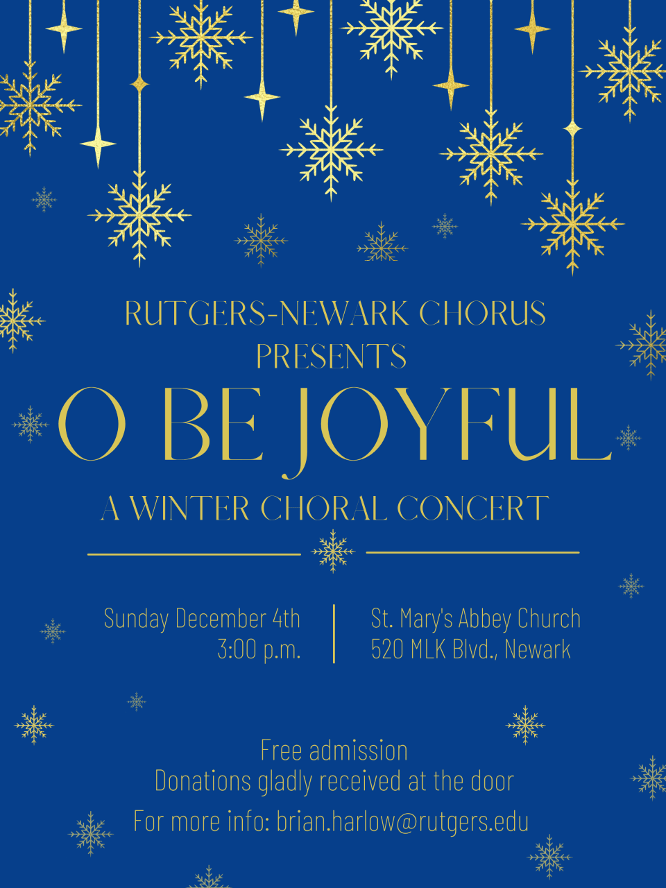 Rutgers–Newark Chorus Winter Concert: O Be Joyful